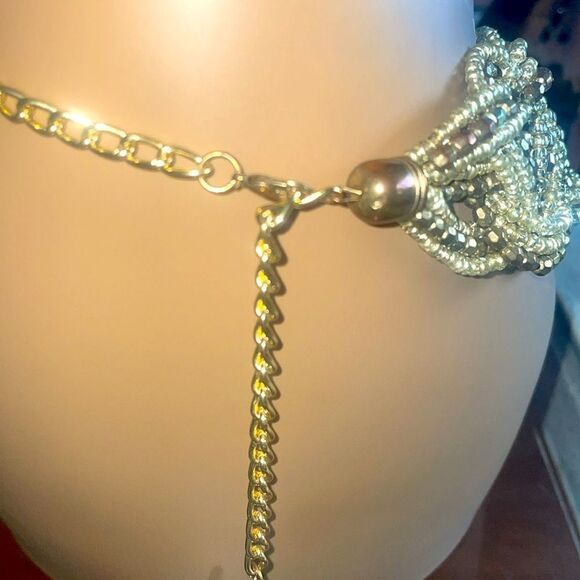 Gold Statement Beaded Adjustable Length Necklace Business Casual or Night Out - Picture 2 of 4